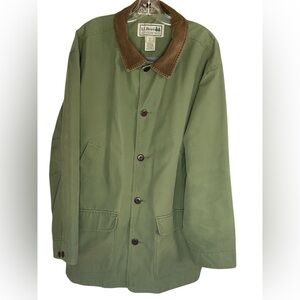 L.L.Bean men’s green jacket with corduroy around collar and sleeves , size XL